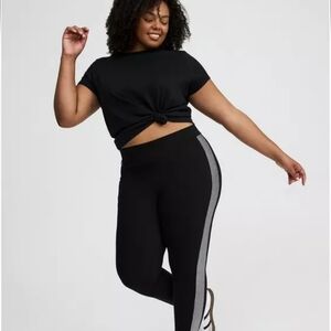 Torrid Crop Signature Sparkle Leggings Black Silver Women's Plus Size 3X